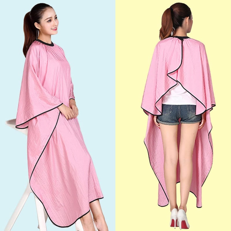 Iusmnur Barber Cape, Professional Hair Salon Cape with Adjustable Metal Clip, Shampoo Hair Cutting Cape for Barbers and Stylists - 55 x 63 inches (Pink) - Image 2